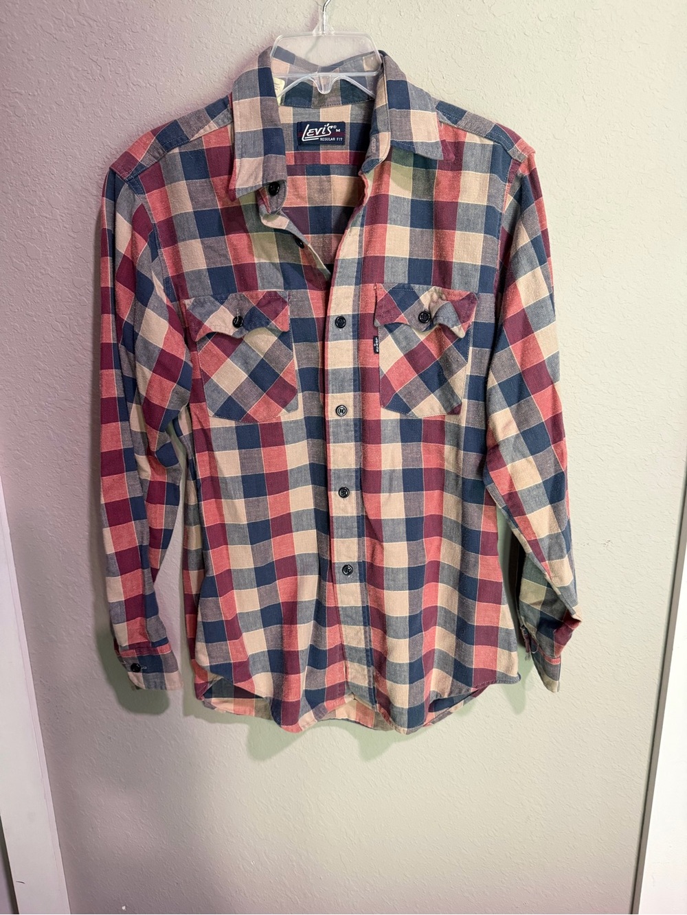 Levi's Red, Blue and Cream Plaid Button-Down Shirt